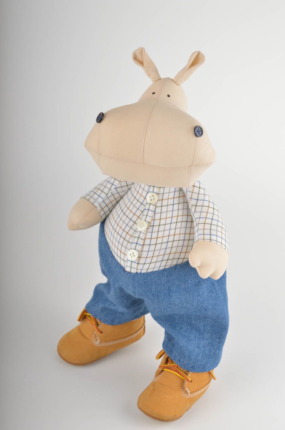 Hipopótamo de peluche hecho a mano juguete de tela regalo original para niño foto 2