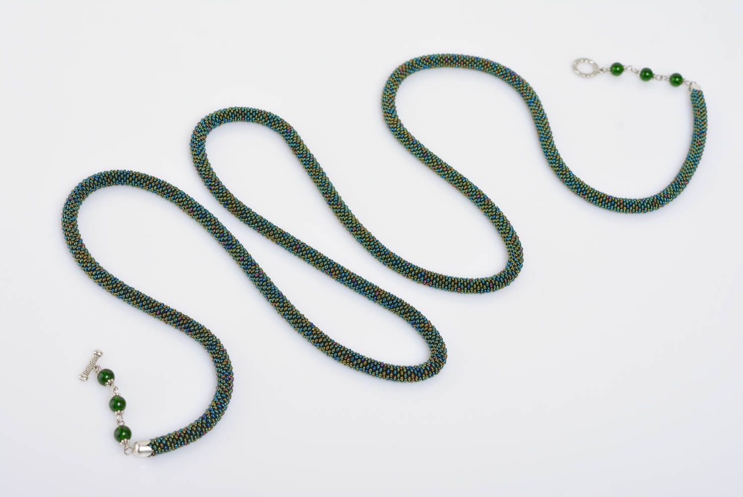 Handmade designer bead woven cord necklace belt transformer jewelry for women photo 1
