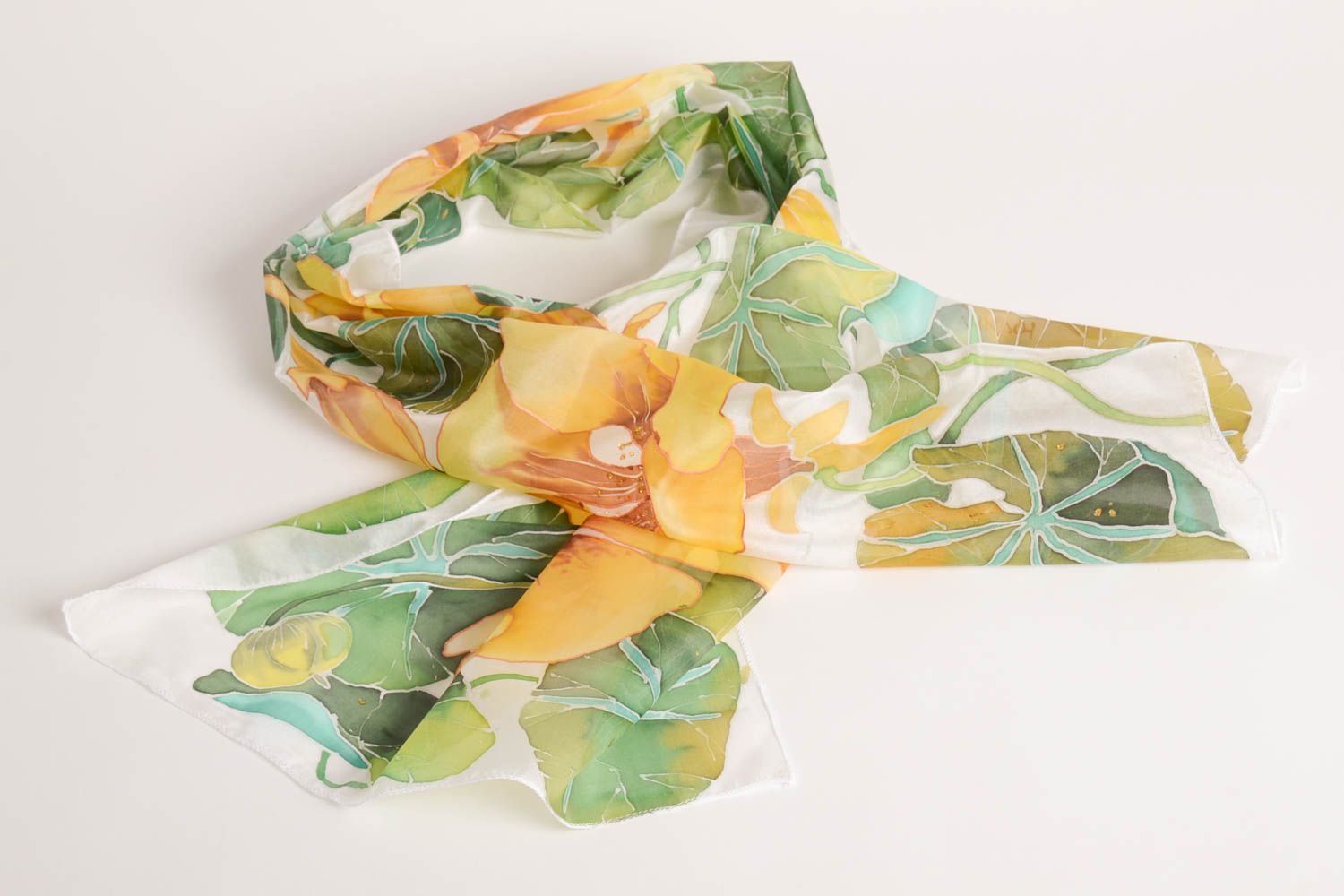 Палантин батик ручной работы стильный платок на плечи красивый шелковый платок фото 1