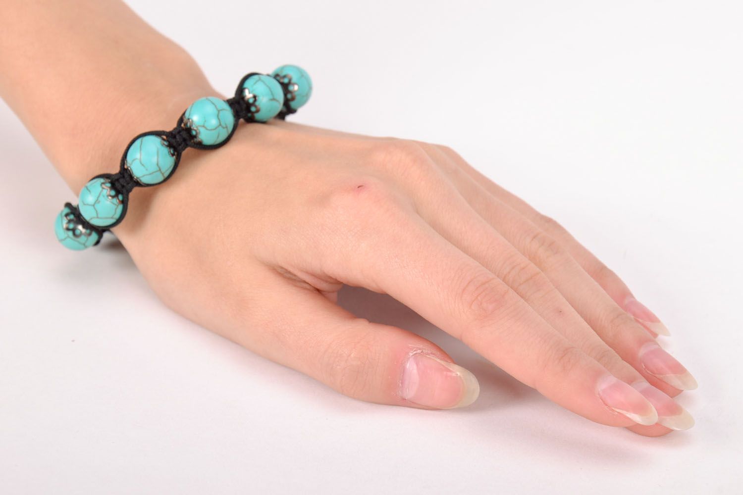 Woven bracelet with turquoise and bloodstone photo 5