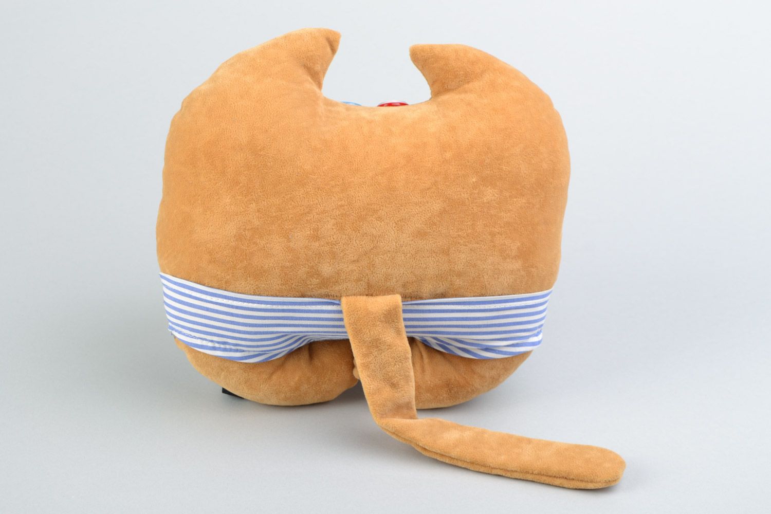 Интерьерная игрушка-подушка в виде оранжевого кота моряка из флока ручной работы фото 4