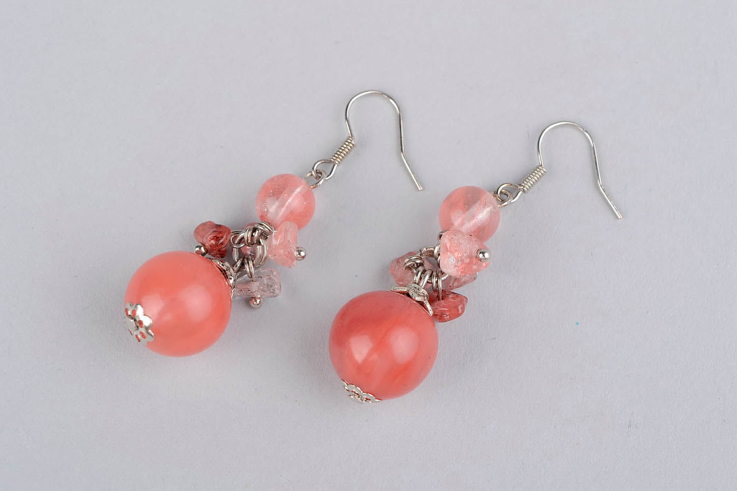 Ball earrings with agate photo 4