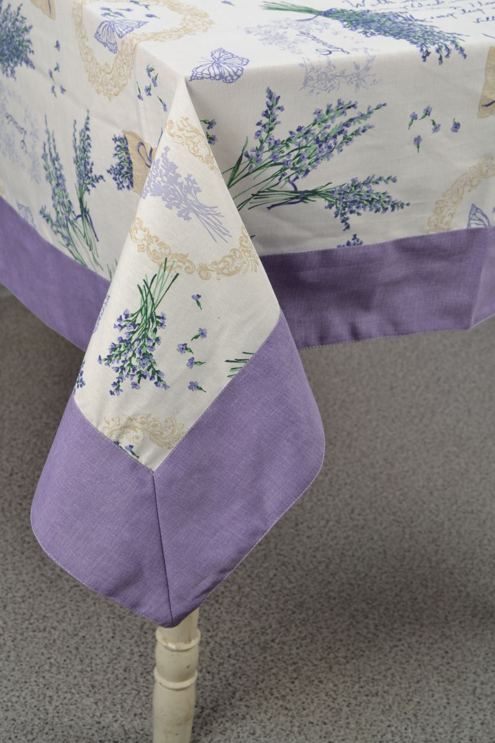 Grande nappe rectangulaire avec impression florale violette faite main photo 2