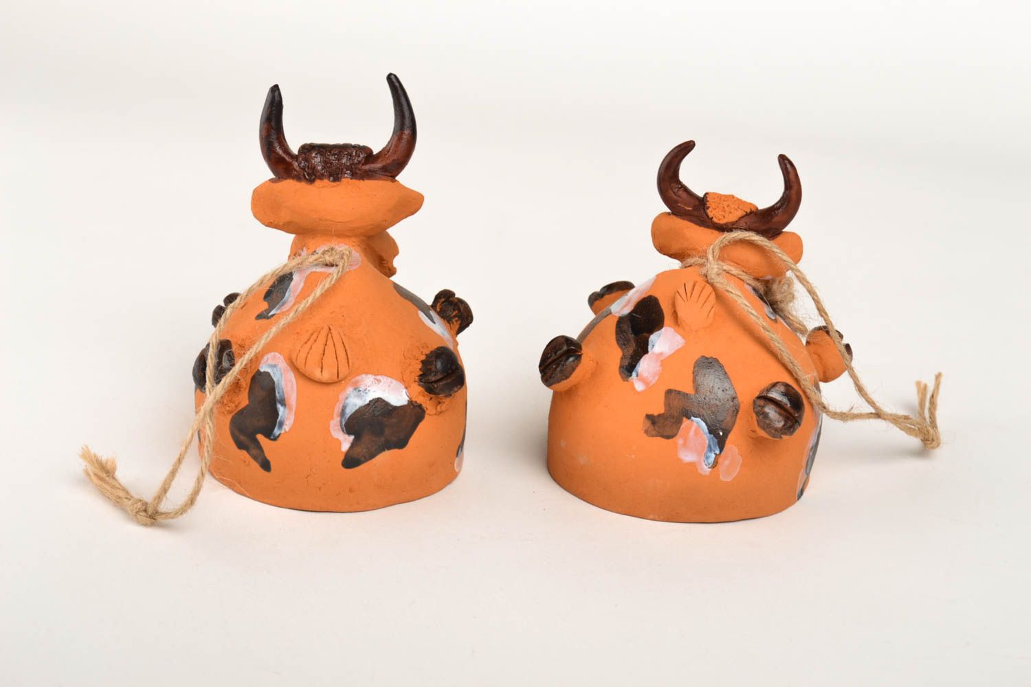 Handmade Ton Glöckchen originell Keramik Figuren toll Figuren Set Haus Deko 2 St foto 4