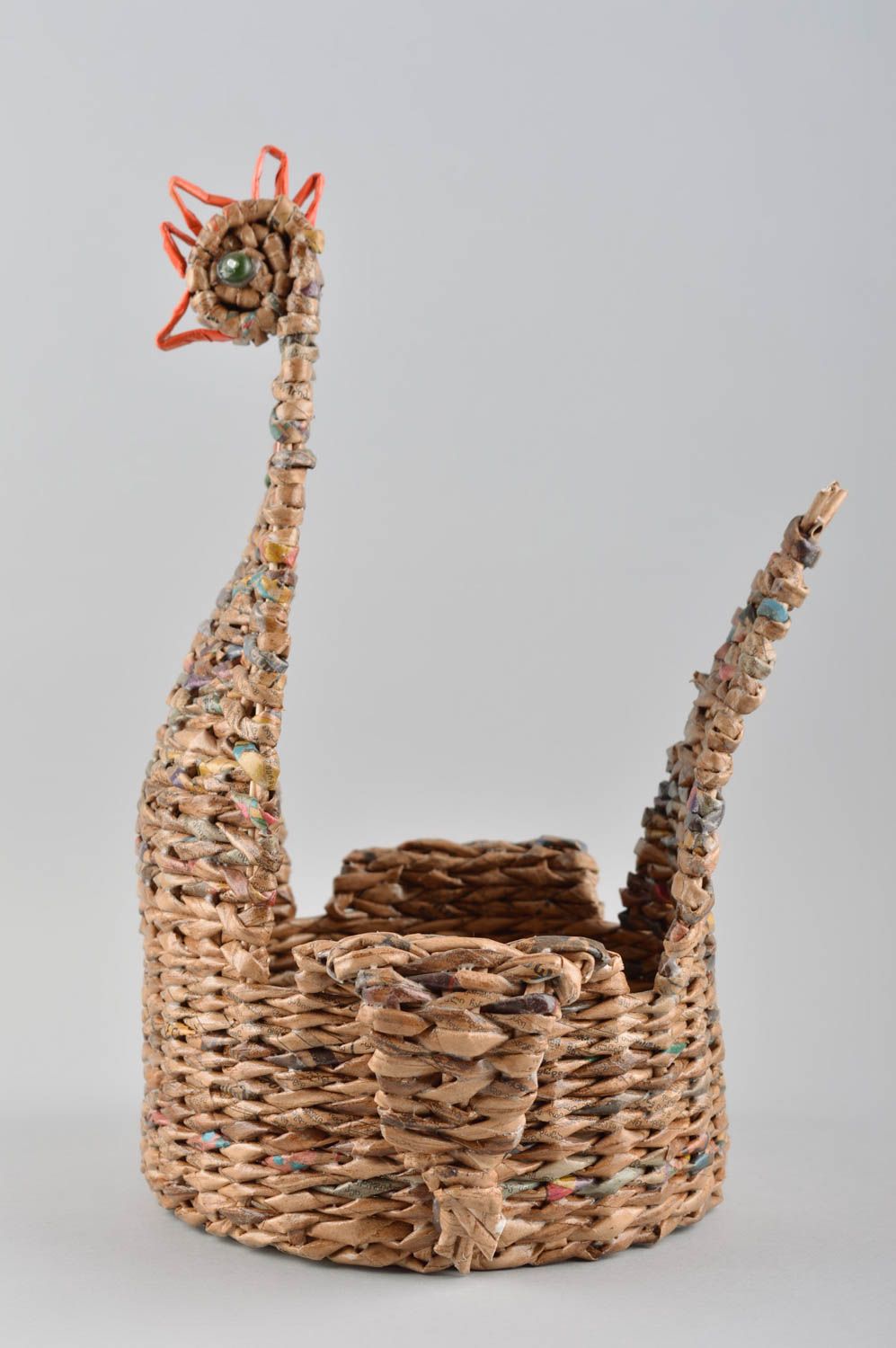 Unusual handmade newspaper basket woven paper basket newspaper craft gift ideas photo 2