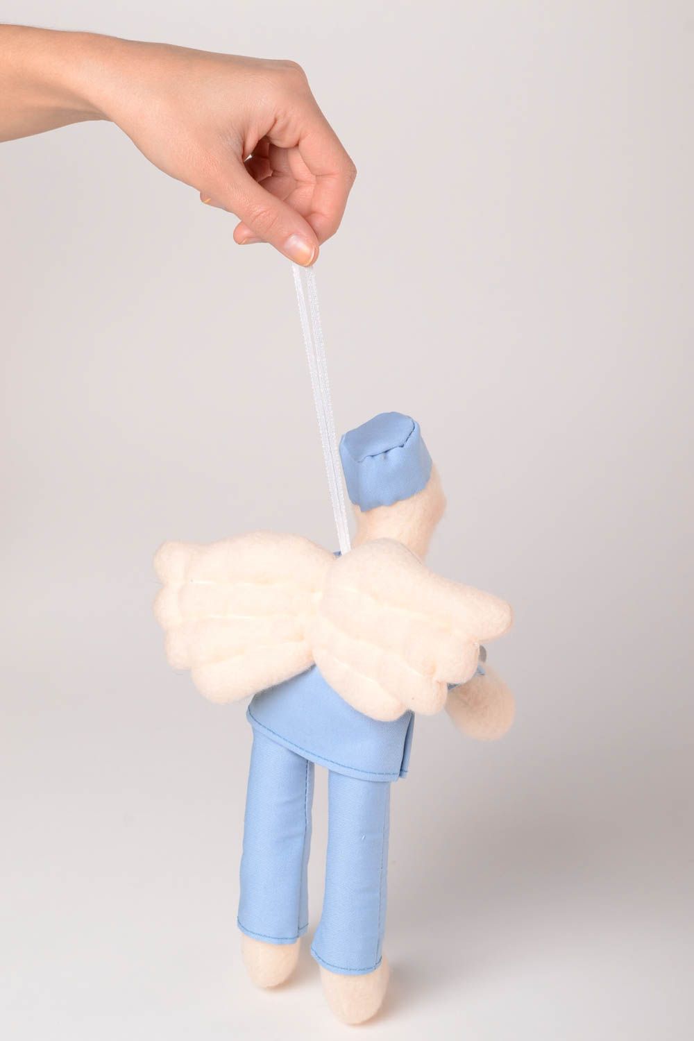 Peluche médecin ange faite main Jouet enfant Cadeau original tissu polaire photo 3