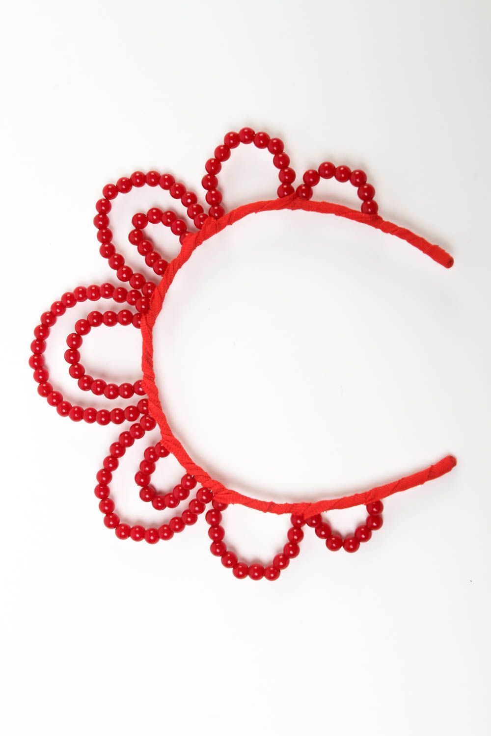 Serre-tête rouge fait main Accessoire cheveux perles acryliques Cadeau original photo 2