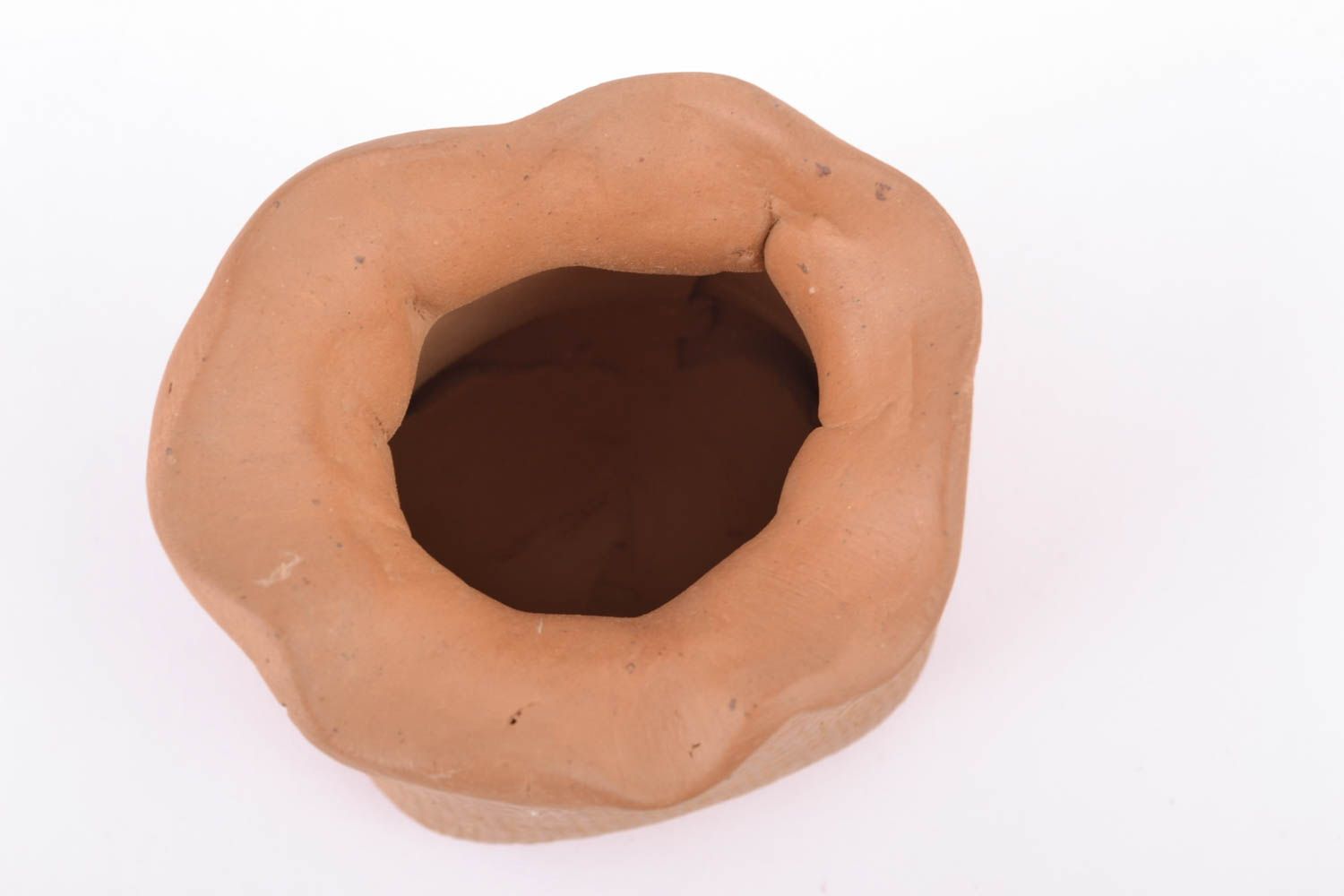 Sucrier d'argile original en forme de sachet fait main marron style ethnique photo 3