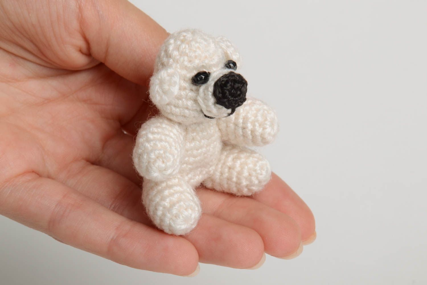 Мягкая игрушка ручной работы детская игрушка белый медведь игрушка крючком фото 5