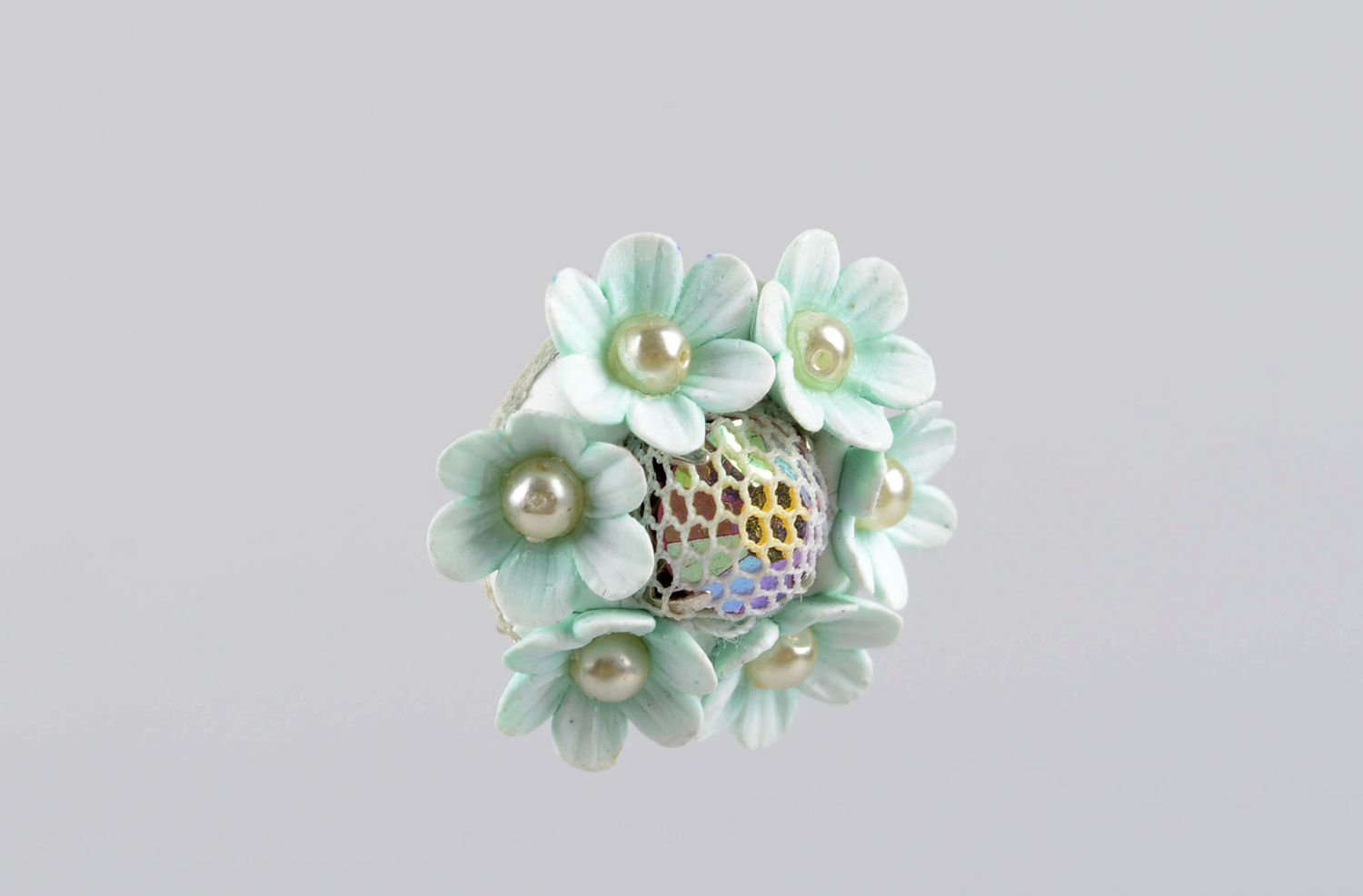 Handmade stud earrings made of polymer clay plastic earrings flower jewelry photo 4