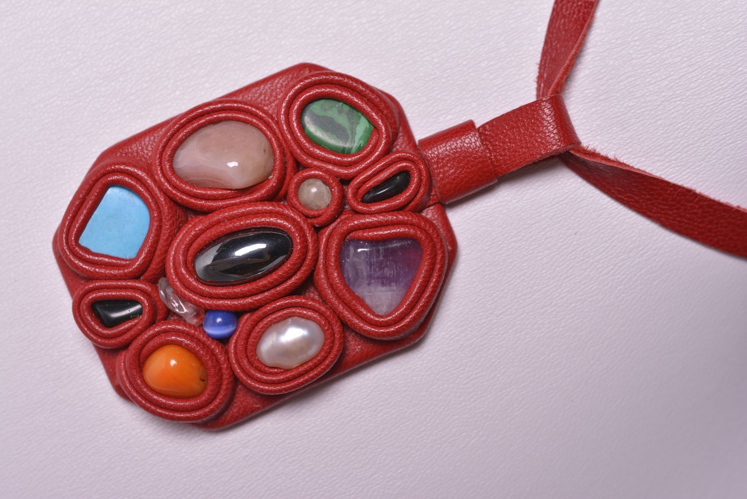 Beautiful handmade leather pendant artisan jewelry designs handmade gifts photo 3