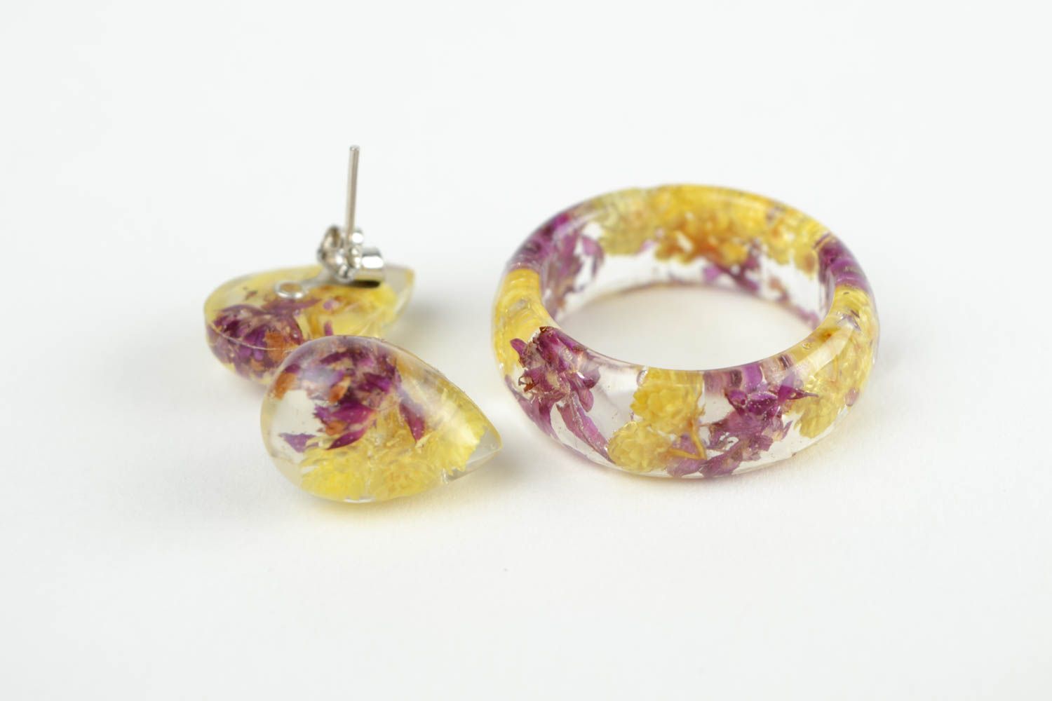 Handmade jewelry set real flower jewelry designer earrings fashion ring photo 3