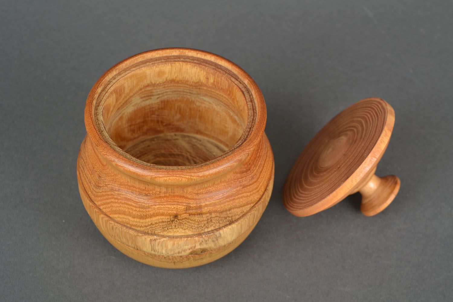 Wooden handmade round jar with lid 5-6 oz 0,8 lb photo 4