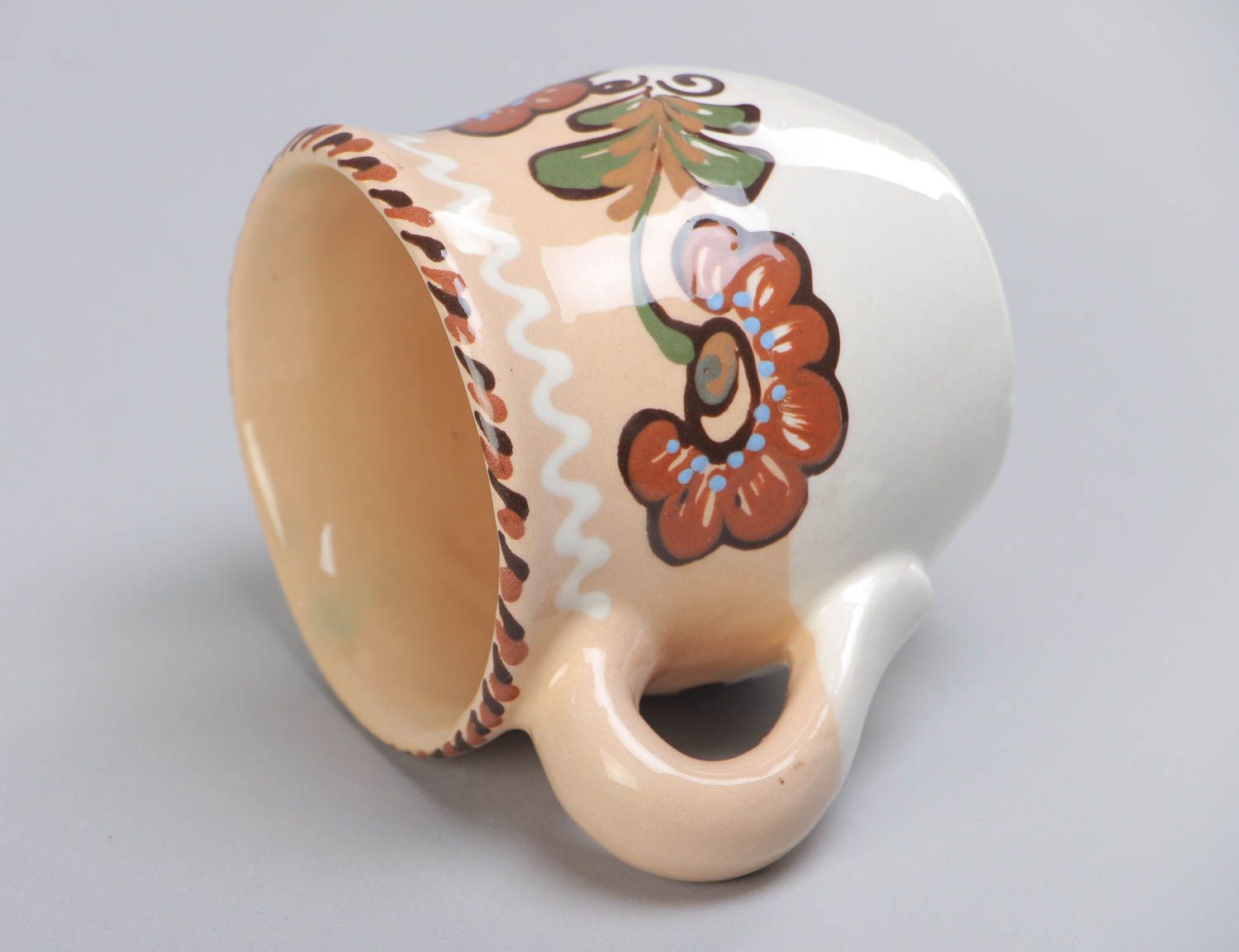 8,5 oz village-style clay floral glazed coffee cup 0,82 lb photo 4