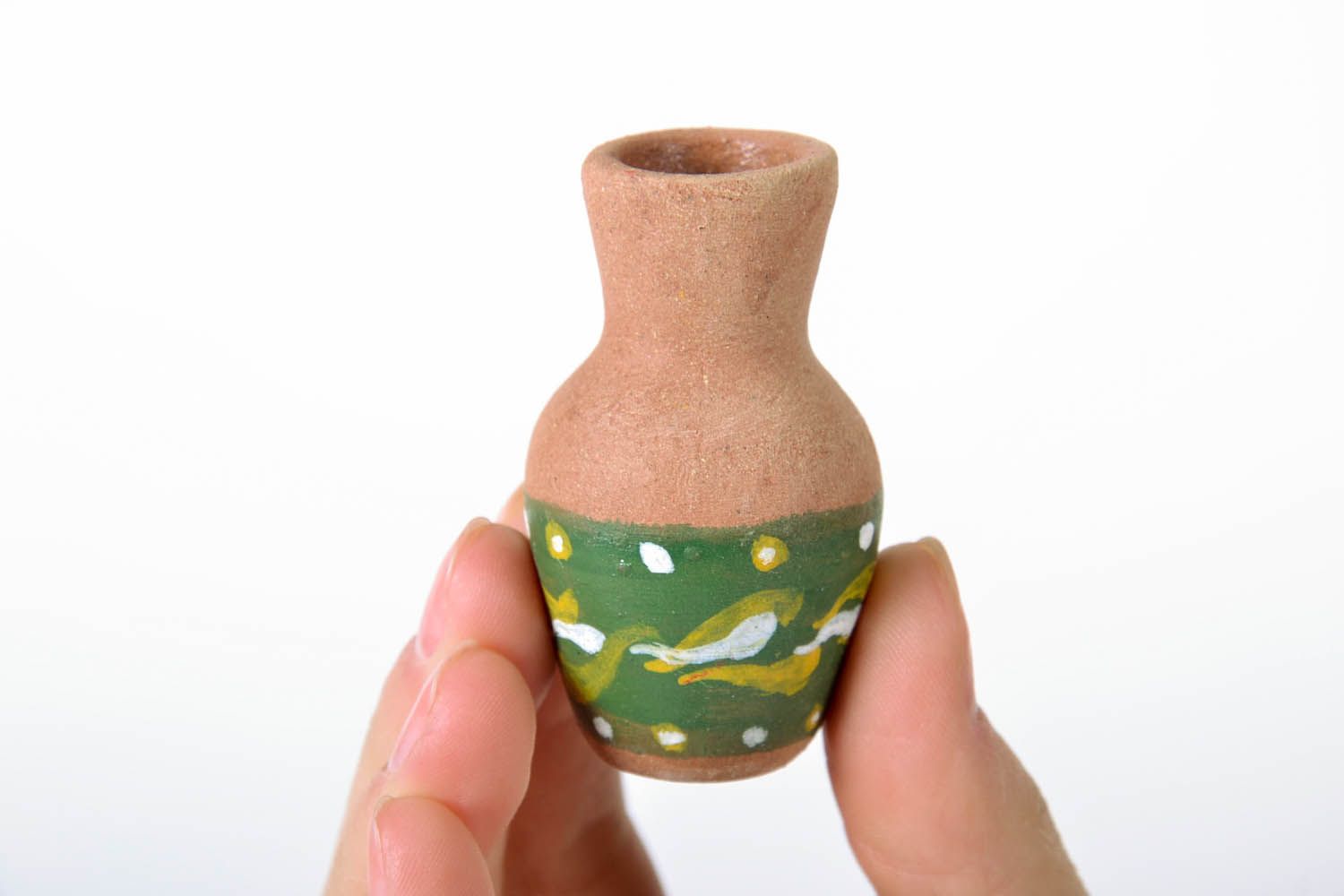 2 inches tall miniature clay jug for shelf décor 0,03 lb photo 5