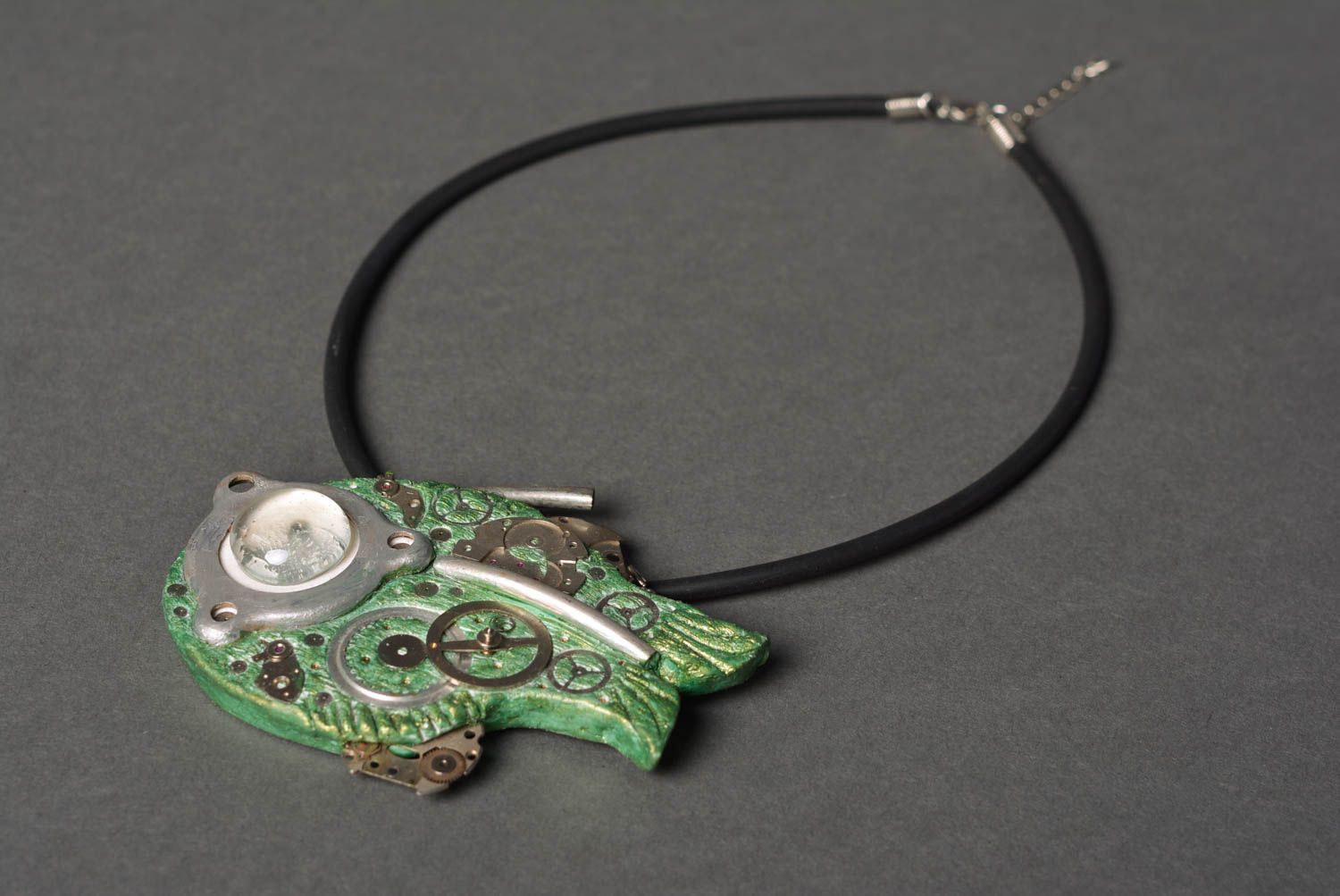 Unusual handmade metal pendant neck accessories steampunk jewelry designs photo 4