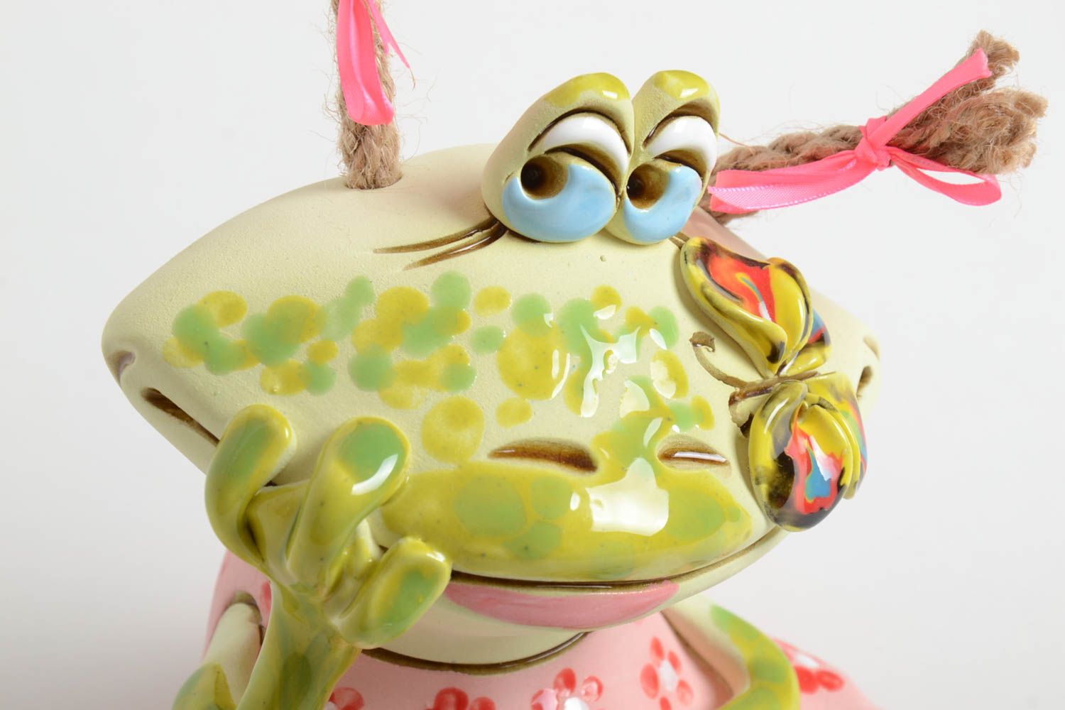 Handgemachte Keramik lustige Spardose Geschenkidee für Kinder Spardose Frosch foto 3