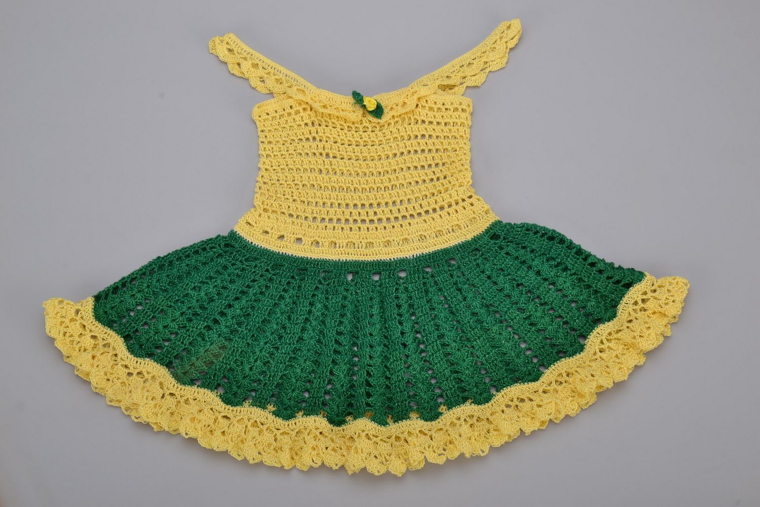 Robe d'été pour fille tricotée jaune vert photo 1