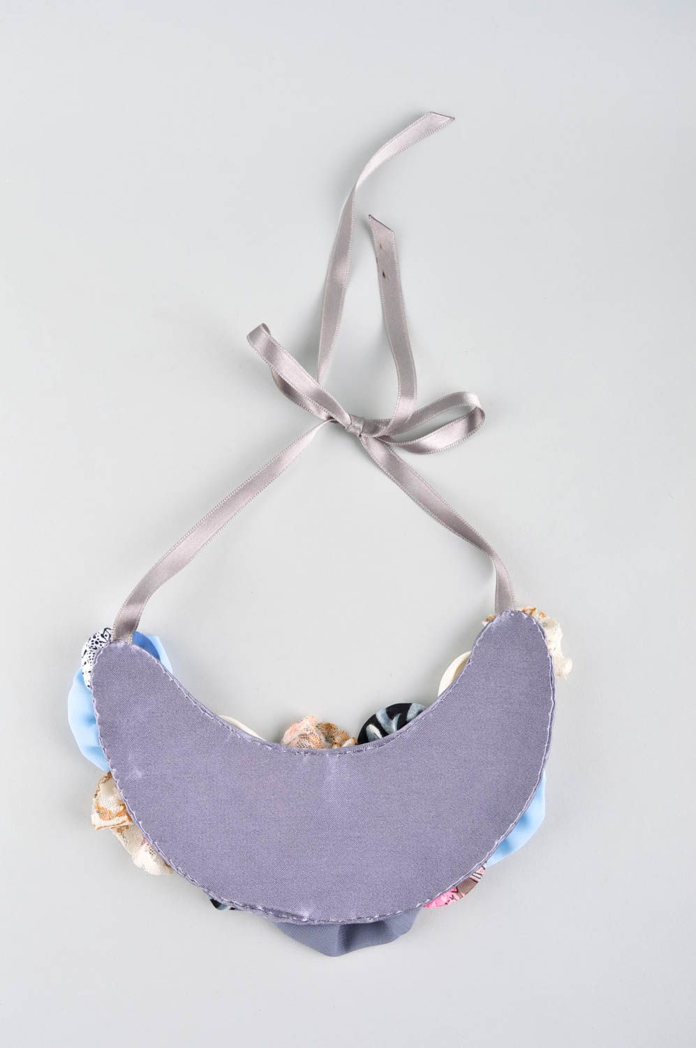 Handmade elegant accessory massive flower necklace textile necklace gift photo 3