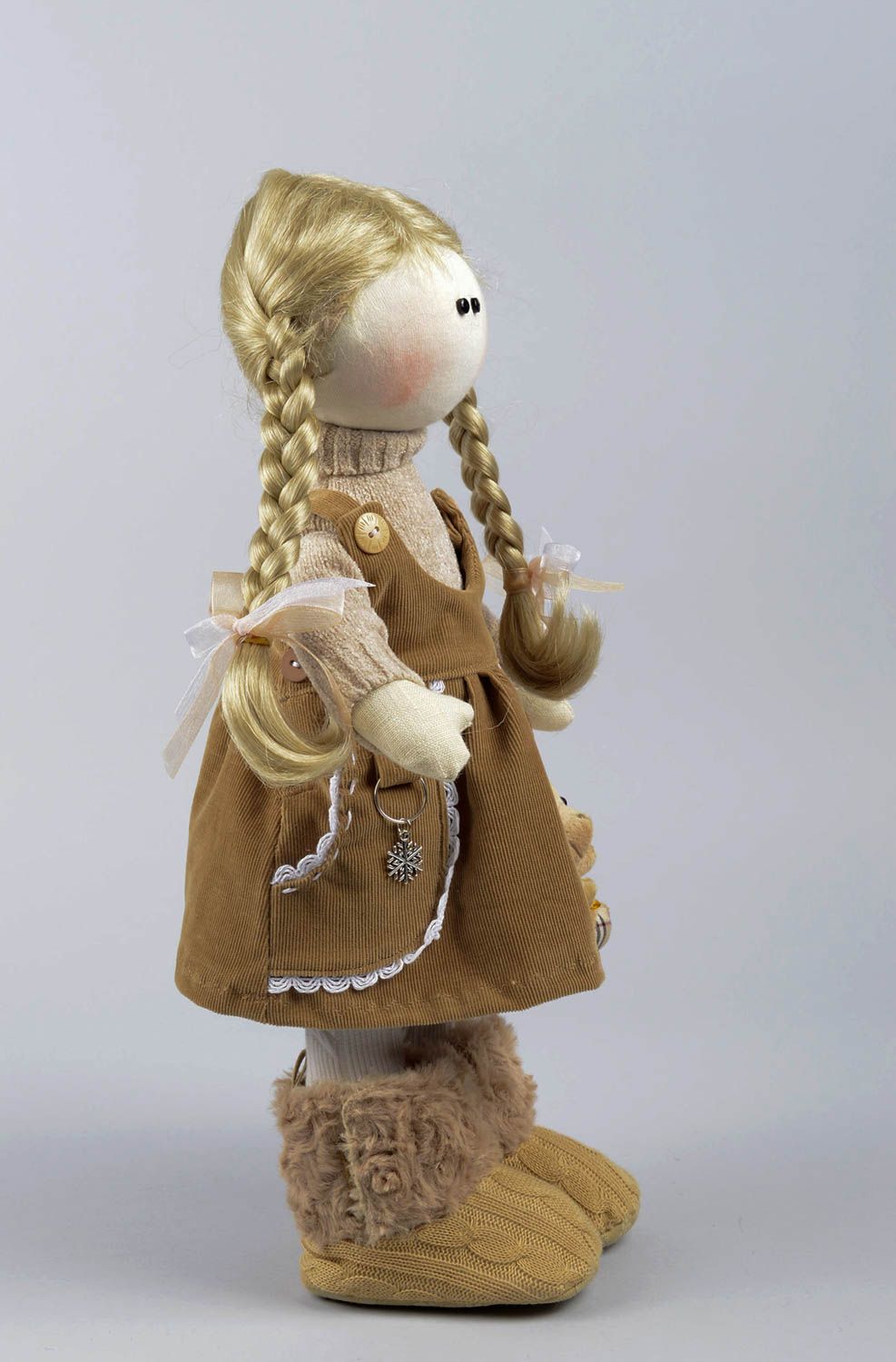 Stylish handmade rag doll unusual soft toy beautiful childrens toys gift ideas photo 3