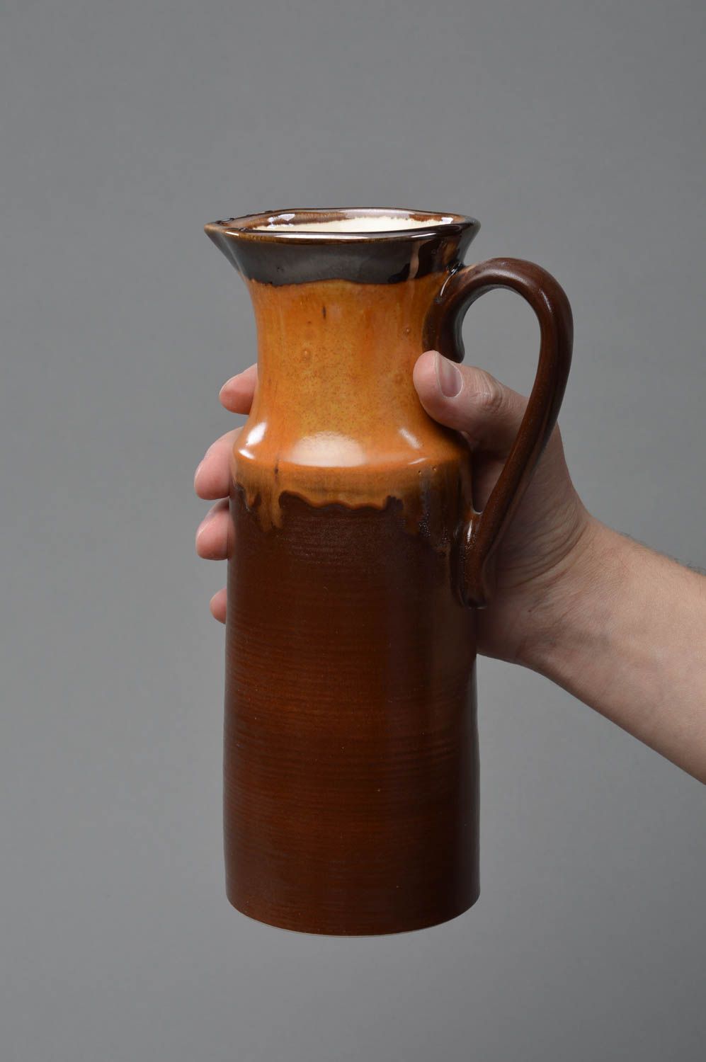 Handmade ceramic coffee jug with handle 2,17 lb photo 4