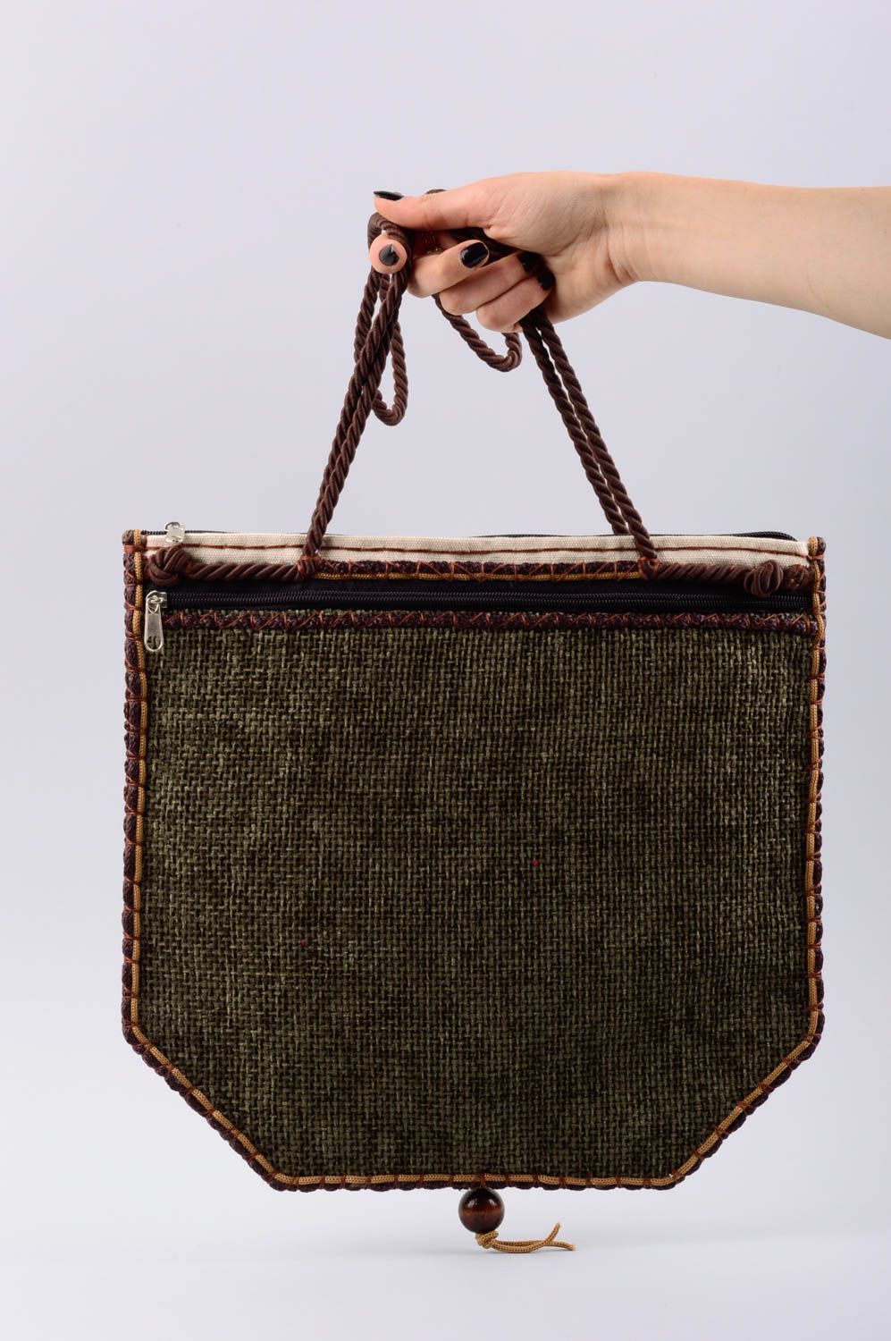 Handmade designer bag unusual stylish accessory female bag with outer pocket photo 2