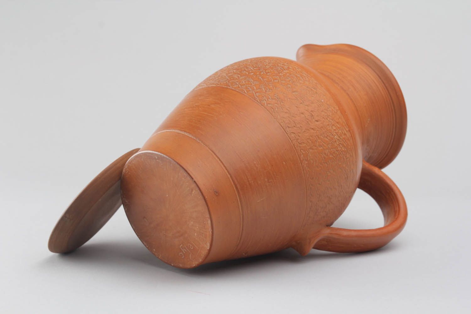 Jarro de vinho com tampa de argila feito à mão louça de cerâmica decorativa artesanal foto 5