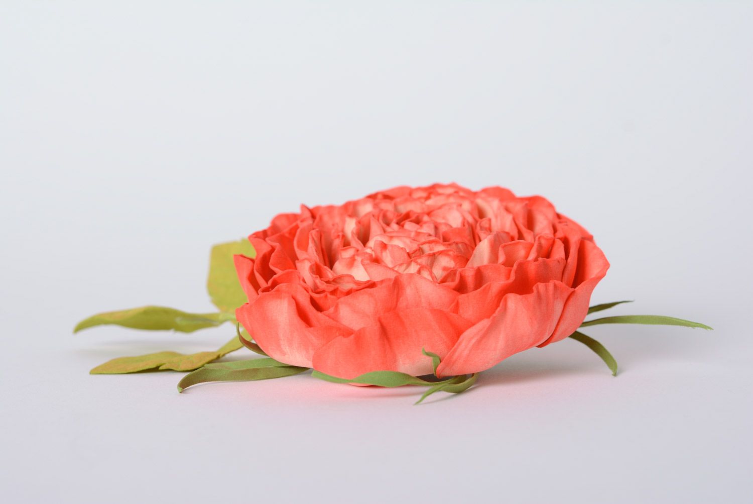Grande broche barrette fleur en foamiran faite main de créateur design original photo 3