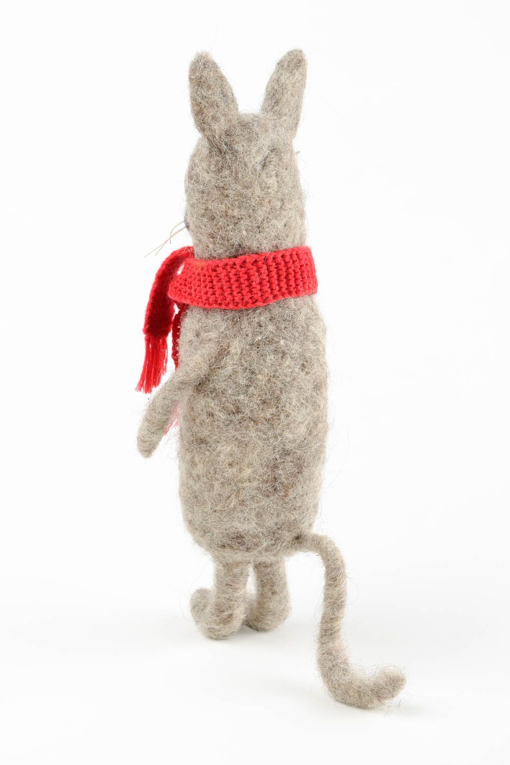 Peluche chat avec écharpe Jouet fait main en laine feutrée Cadeau enfant photo 5