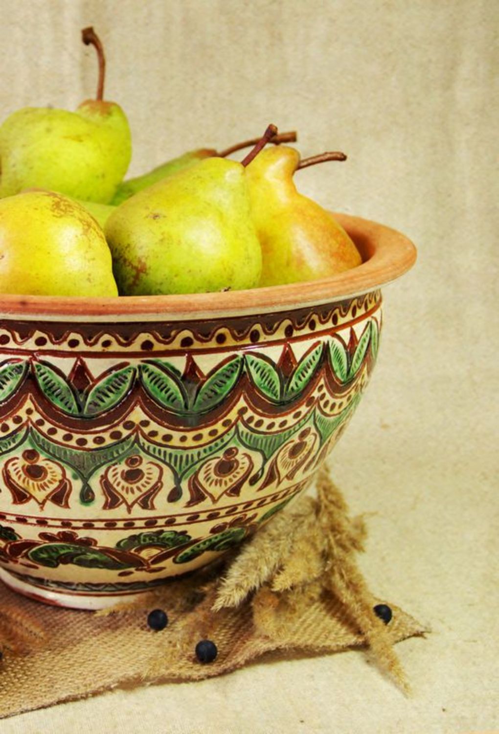 Clay painted bowl, for fruits photo 5