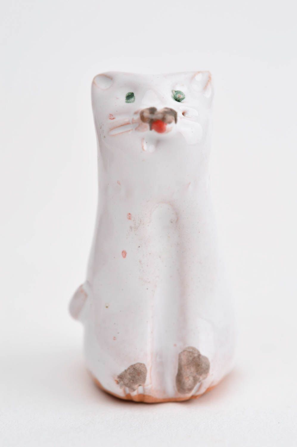Фигурка ручной работы коллекционная фигурка статуэтка для декора белый кот фото 9