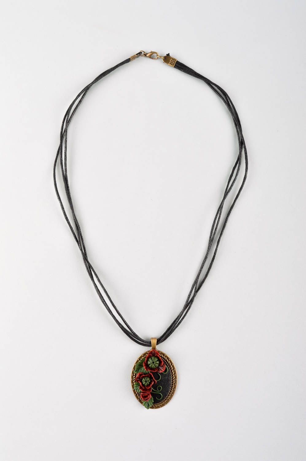 Handmade feminine accessory designer beautiful pendant unusual pendant on lace photo 2