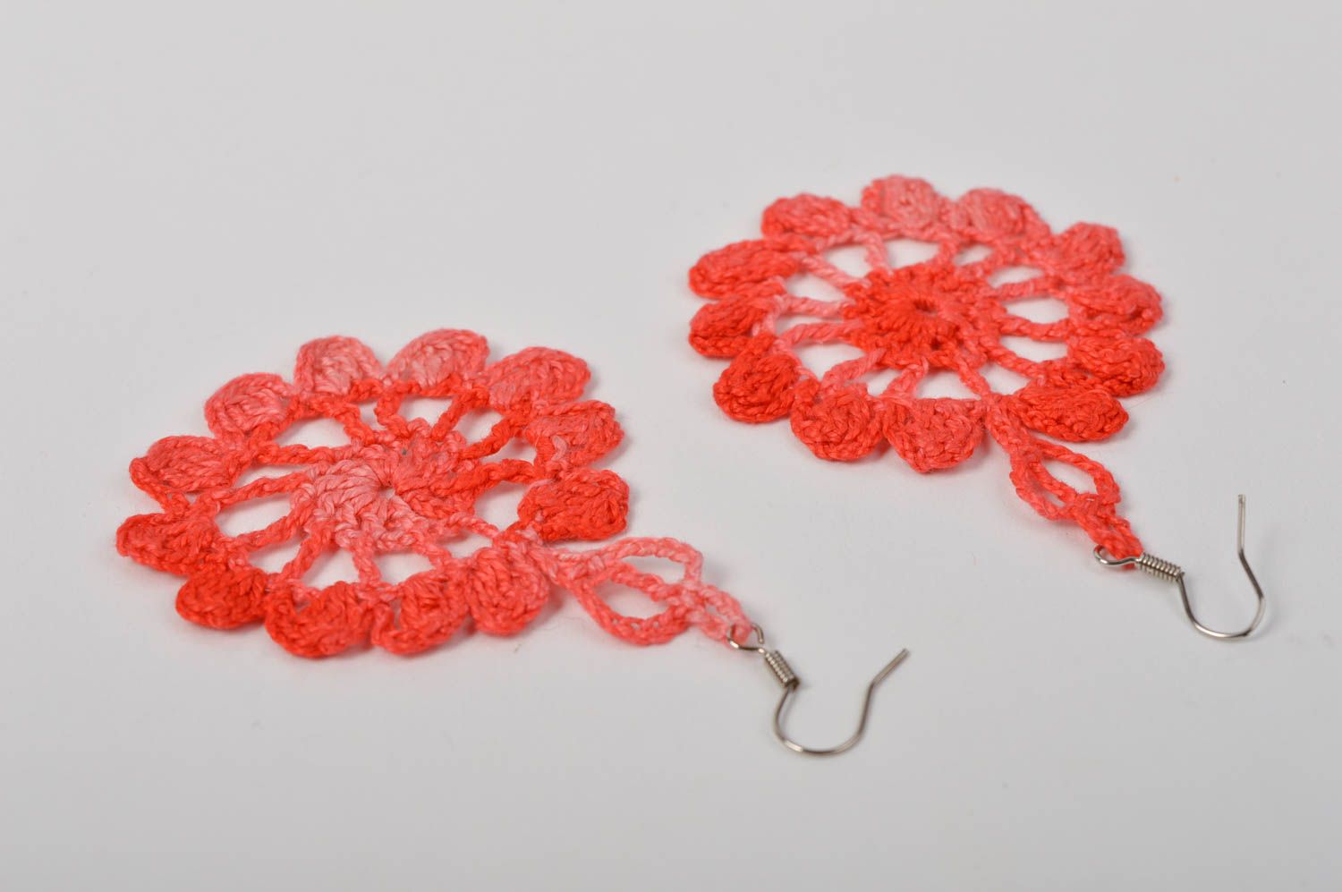 Unusual earrings large earrings crocheted accessory handmade earrings photo 4