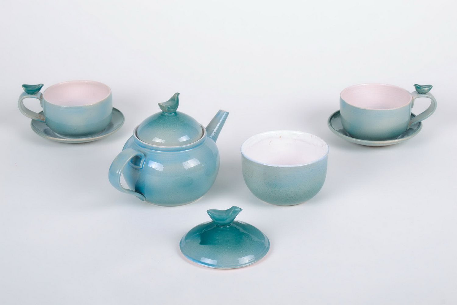 Clay tea set JUST sugar bowl and tea pot!!! photo 3