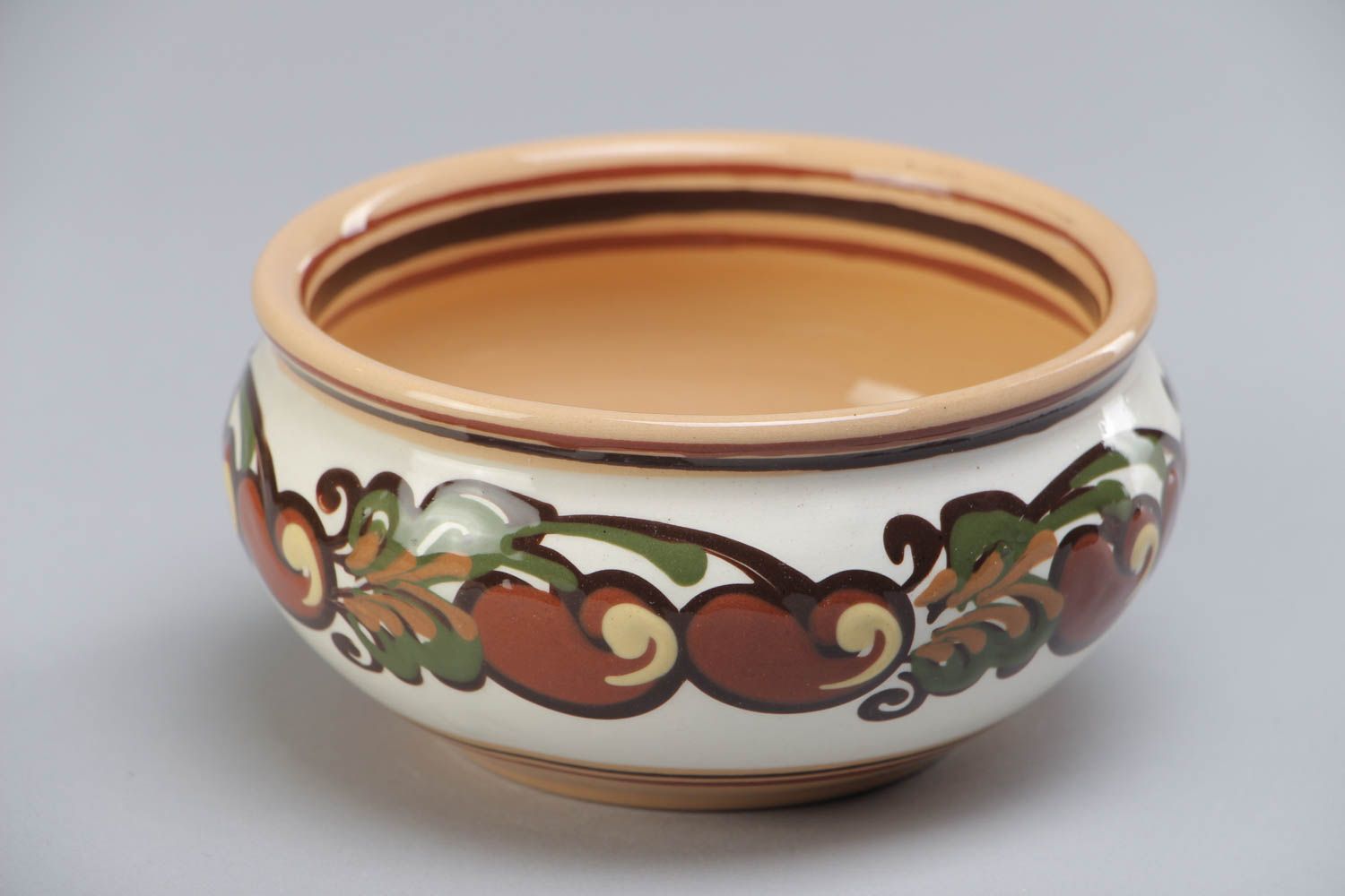 Small handmade designer ceramic bowl painted with color glaze 300 ml photo 2