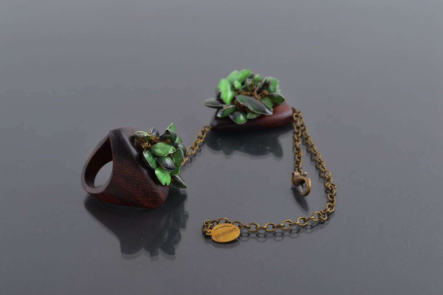 Handmade cute metal jewelry wrist bracelet and ring unusual accessory photo 2