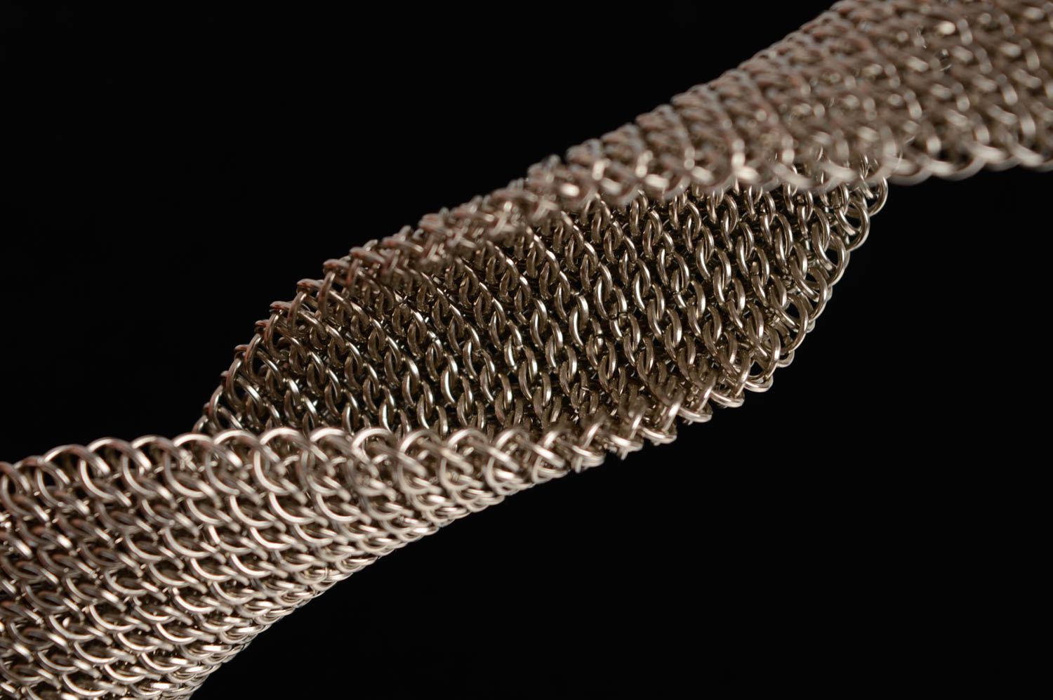 Браслет кольчужного плетения широкий металлический фото 2