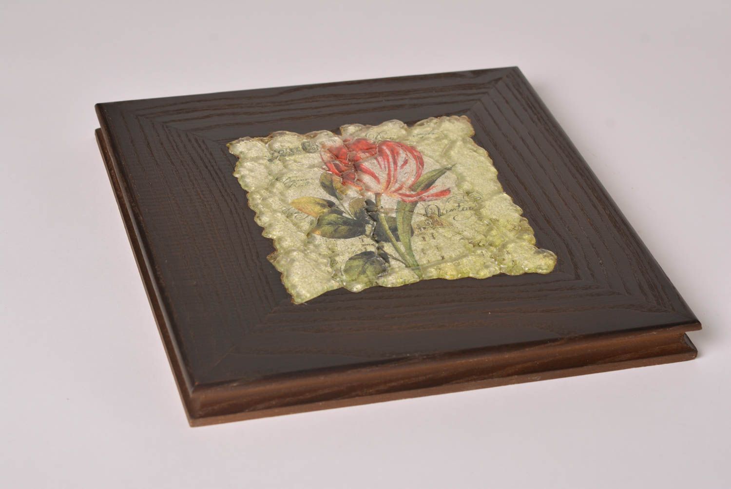 Cuadro decorativo hecho a mano regalo para mujer cuadro de mosaico y madera foto 3
