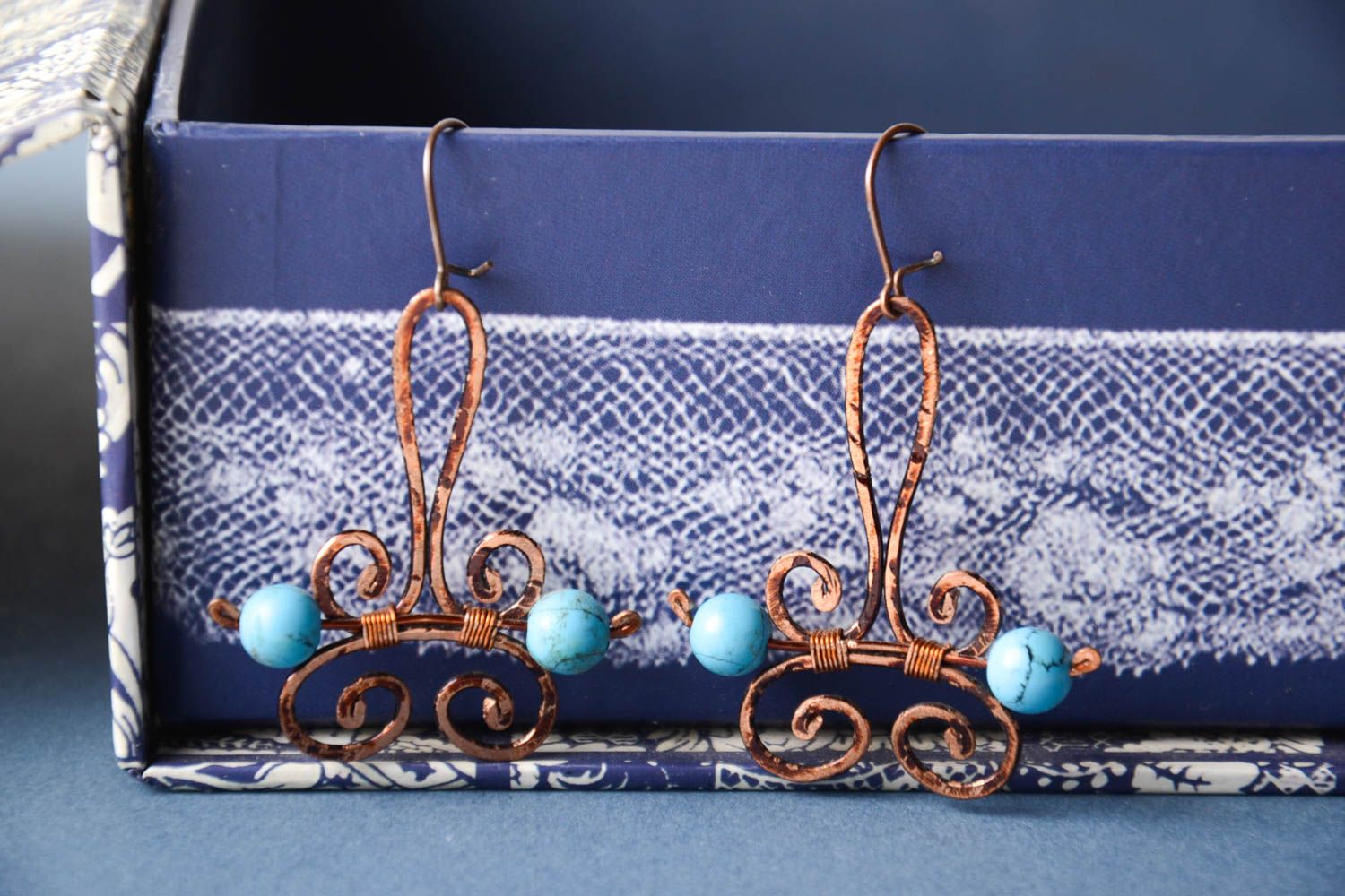 Handmade earrings copper jewelry designer earrings ladies earrings gifts for her photo 1