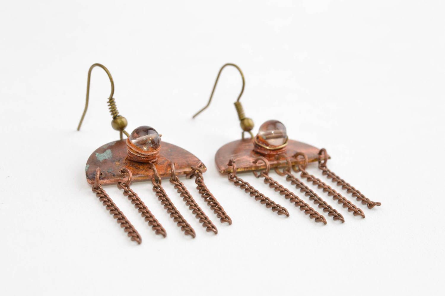 Handmade earrings unusual accessories designer jewelry copper earrings photo 3
