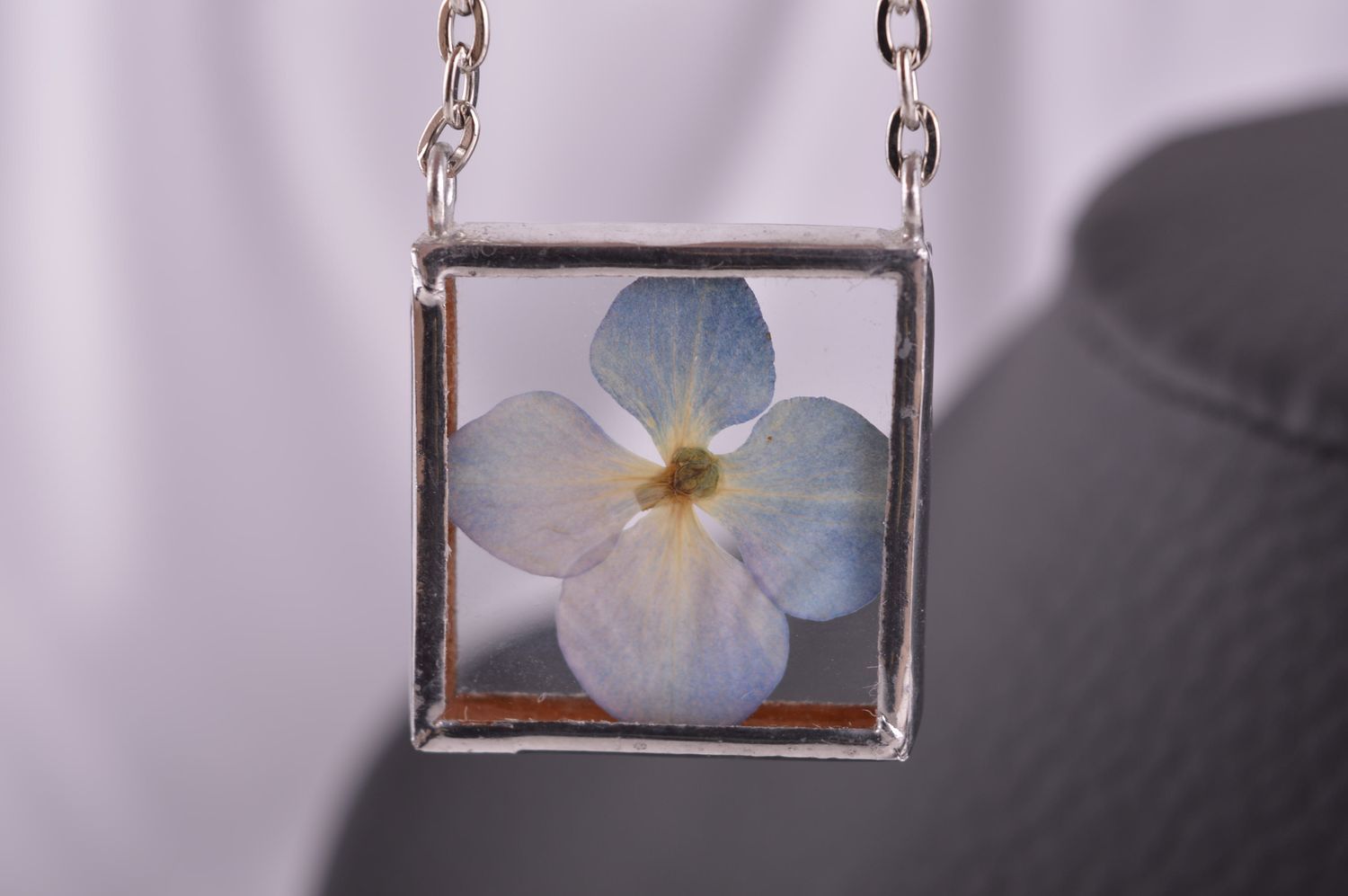 Beautiful handmade glass pendant with flower womens necklace design gift ideas photo 2