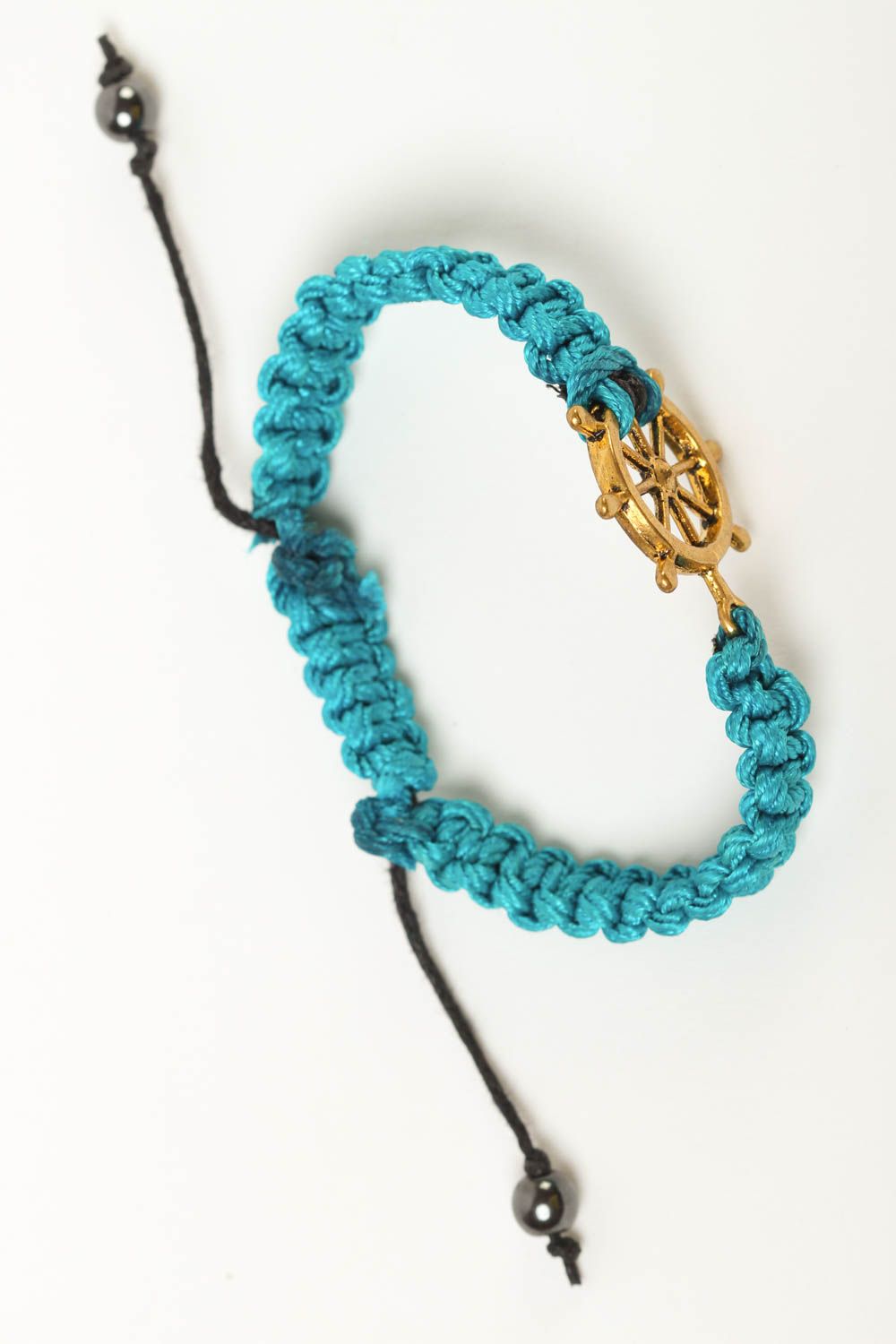 Браслет ручной работы браслет из шнурков голбуого цвета плетеный браслет фото 2
