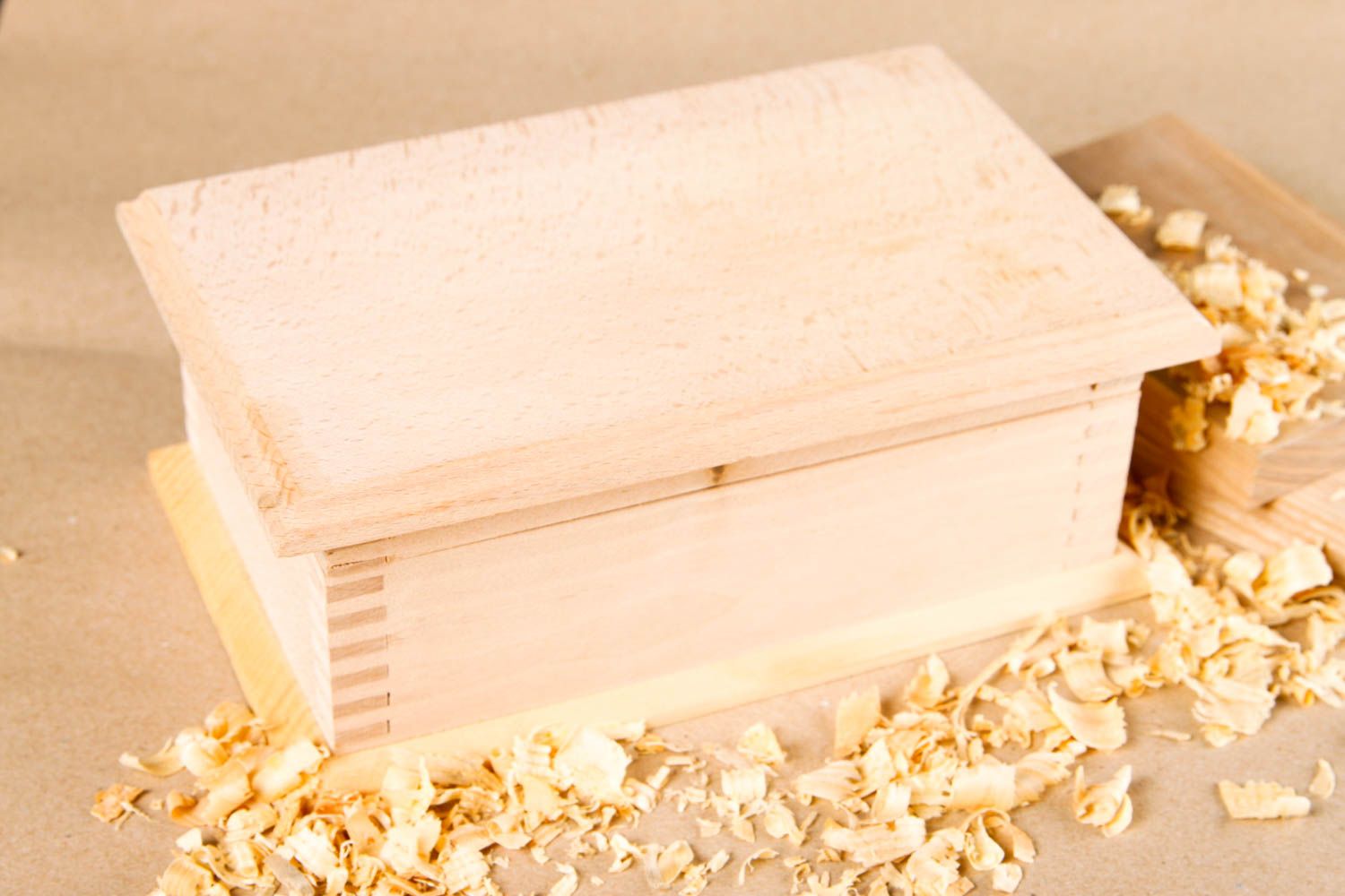 Handmade Holz Rohling rechteckige Holzschatulle zum Bemalen Schmuck Aufbewahrung foto 1