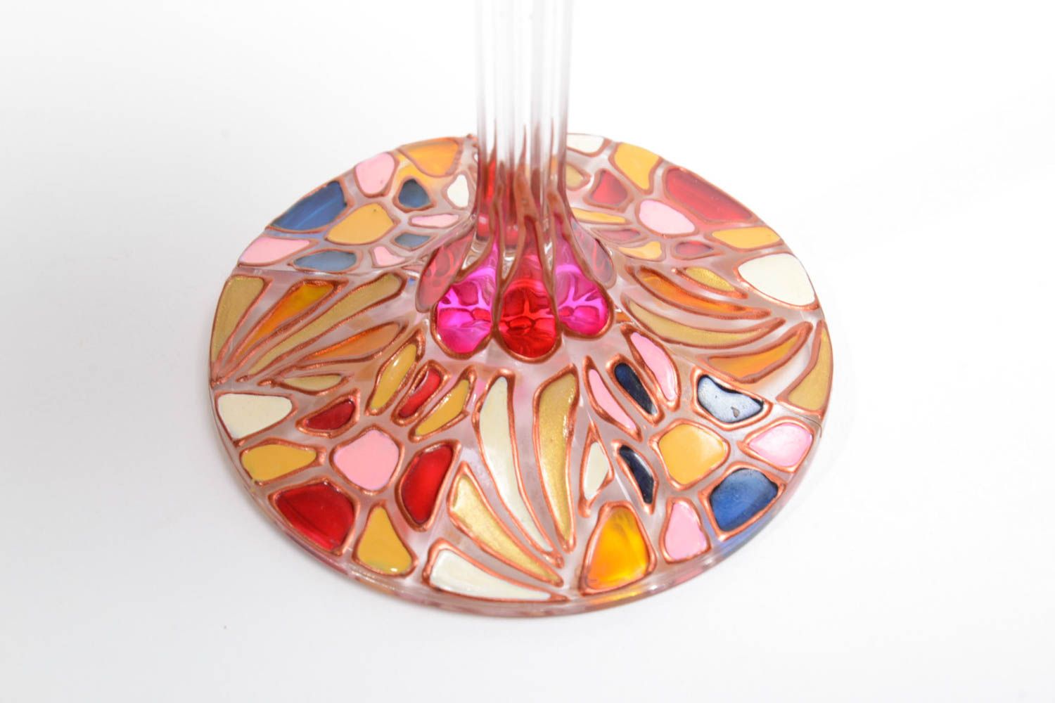 Bemaltes Glas handgemachtes Geschirr Trinkglas farbig mit Schmetterling 300 ml foto 4
