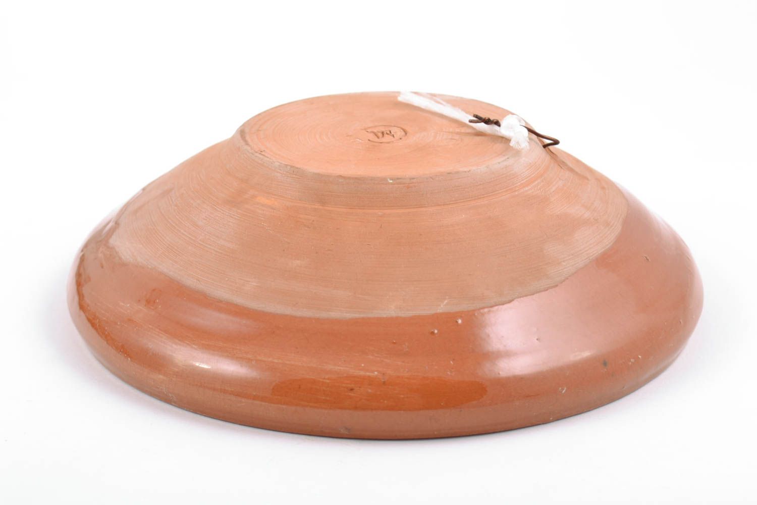 Handmade decorative ceramic deep plate with glaze painting interior pottery photo 5