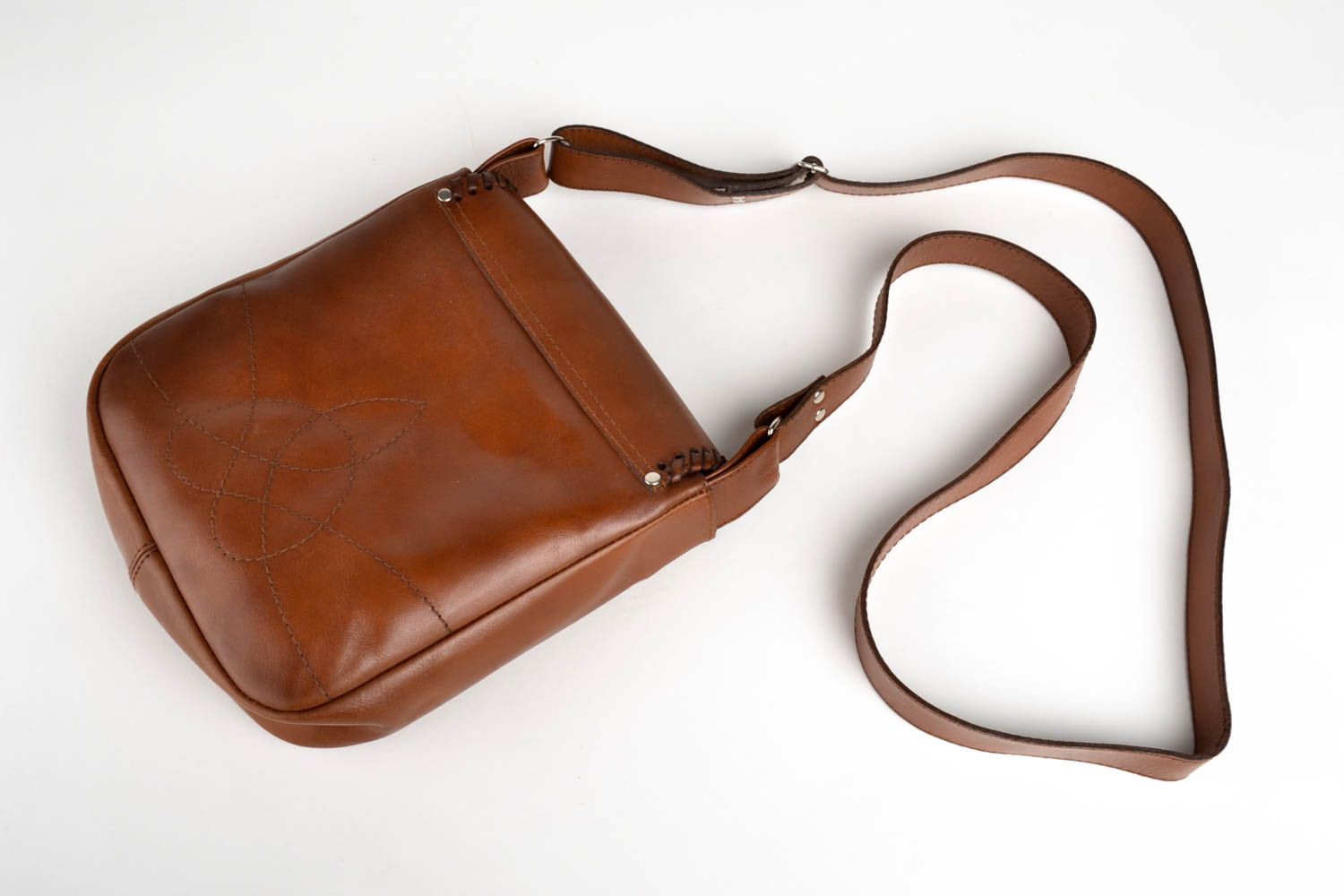 Сумка ручной работы сумка через плечо с рисунком кожаная сумка коричневая фото 2
