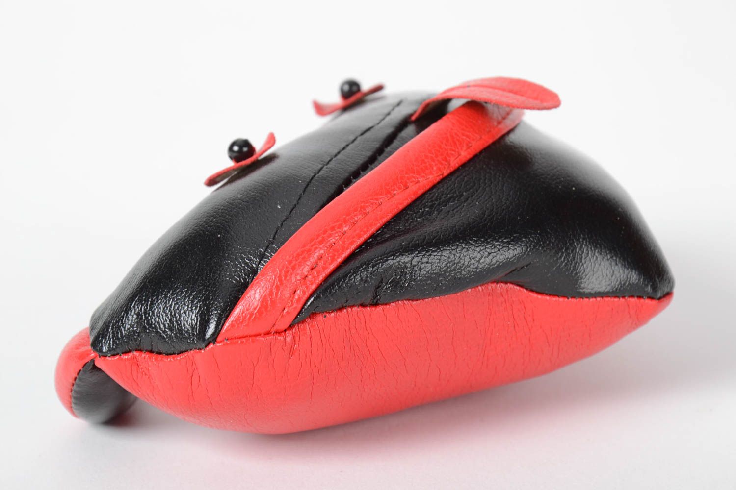 Handmade schwarzes Kuscheltier Herz aus Leder Haus Deko kreatives Spielzeug  foto 3