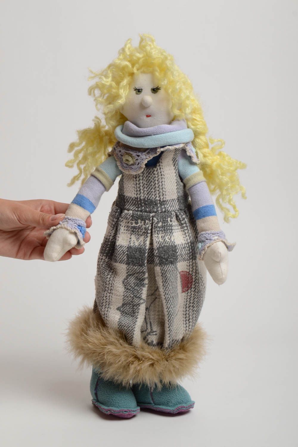 Handcrafted decorative doll made of natural fabrics designer beautiful toy photo 5