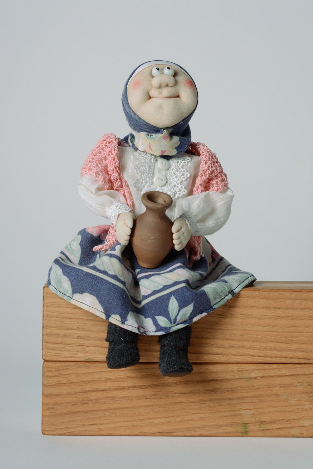 Interior handmade doll made of nylon and cotton Hostess with Pitcher home decor photo 1