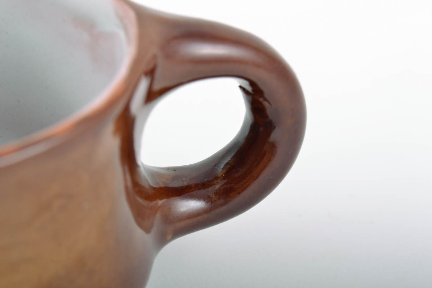 Handmade Kaffeetasse aus Ton glasiert 150 ml in Braun und Weiß öko Geschirr foto 5